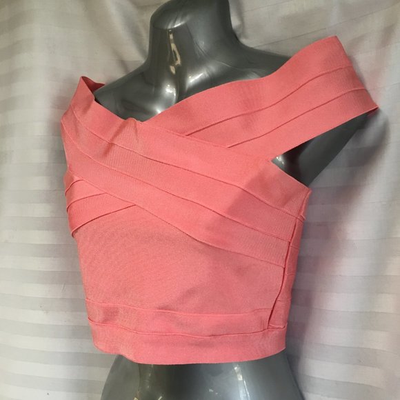 YaYa & Co Formal Coral Pink Top Strapless Grad Prom Zipper Sz Med Fitted Stretch - Picture 3 of 14